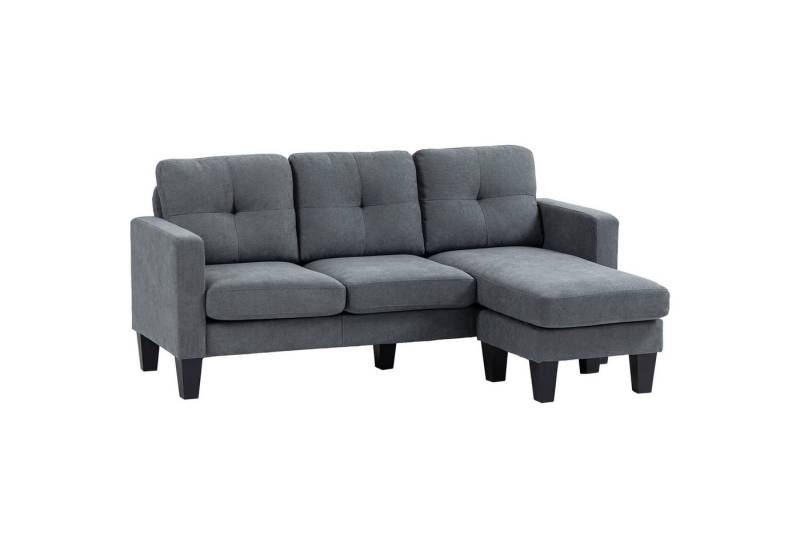 HOMCOM Ecksofa Couch mit Umkehrbarer Chaiselongue, Federkern, Hochdichtem Schaumstoff, L Form Eckcouch 1 Teile, für Wohnzimmer, Schlafzimmer, Dunkelgrau von HOMCOM