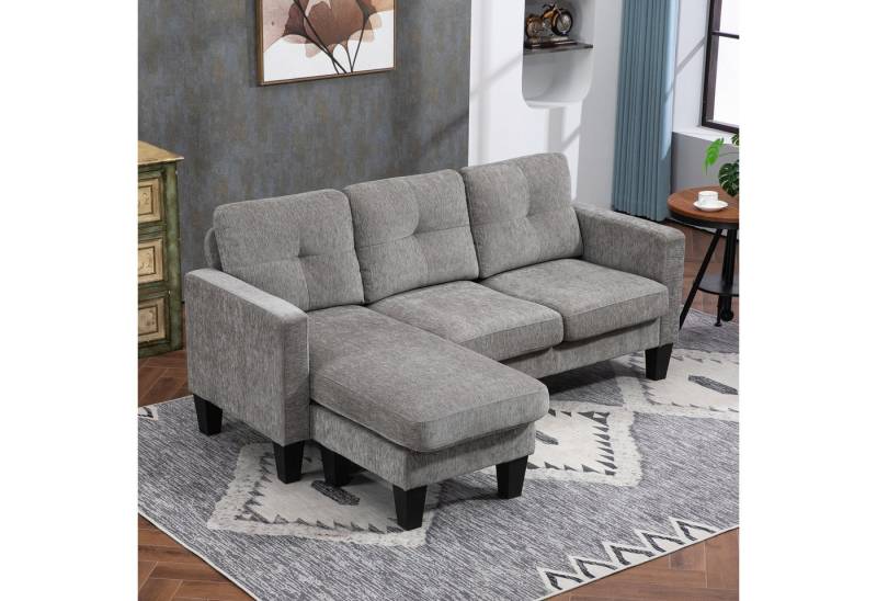 HOMCOM Ecksofa Eckcouch in L-Form, Eckgarnitur, 3-Sitzer-Sofa 1 Teile, für Wohnzimmer, Braun von HOMCOM