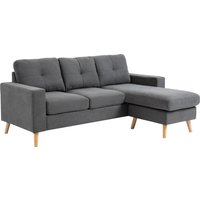 HOMCOM Ecksofa L-Form graue Eckcouch mit Chaiselongue Leinenoptik für 3 Personen 93x136x85cm ideal für Wohnzimmer   Aosom.de von HOMCOM