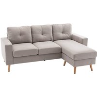 HOMCOM Ecksofa Eckcouch in L-Form, Eckgarnitur, Couchgarnitur mit Chaiselongue für 3 Personen, Stoffsofa für Wohnzimmer, Hellgrau  Aosom von HOMCOM