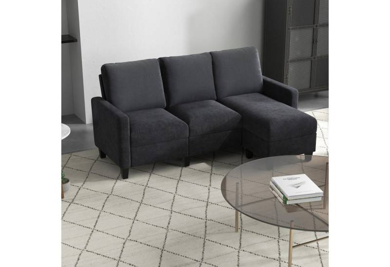 HOMCOM Ecksofa Ecksofa, Eckcouch in L-Form, Eckgarnitur, 3-Sitzer-Sofa 1 Teile, für Wohnzimmer, Dunkelgrau von HOMCOM