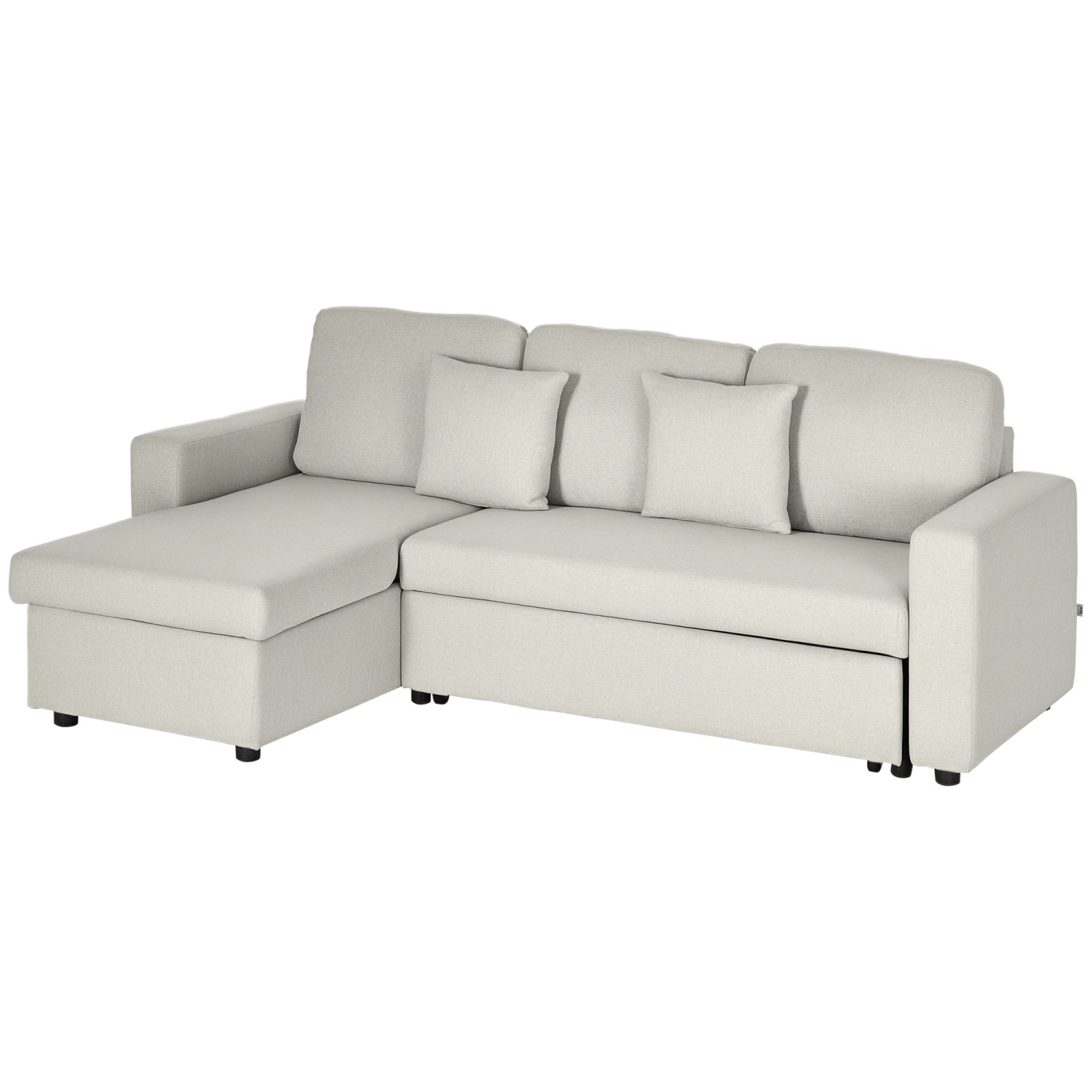 HOMCOM Ecksofa Leinen Eukalyptusholz 225L x 140B x 88H cm Cremeweiß HOMCOM Ecksofa Leinen Eukalyptusholz 225L x 140B x 88H cm Cremeweiß von HOMCOM