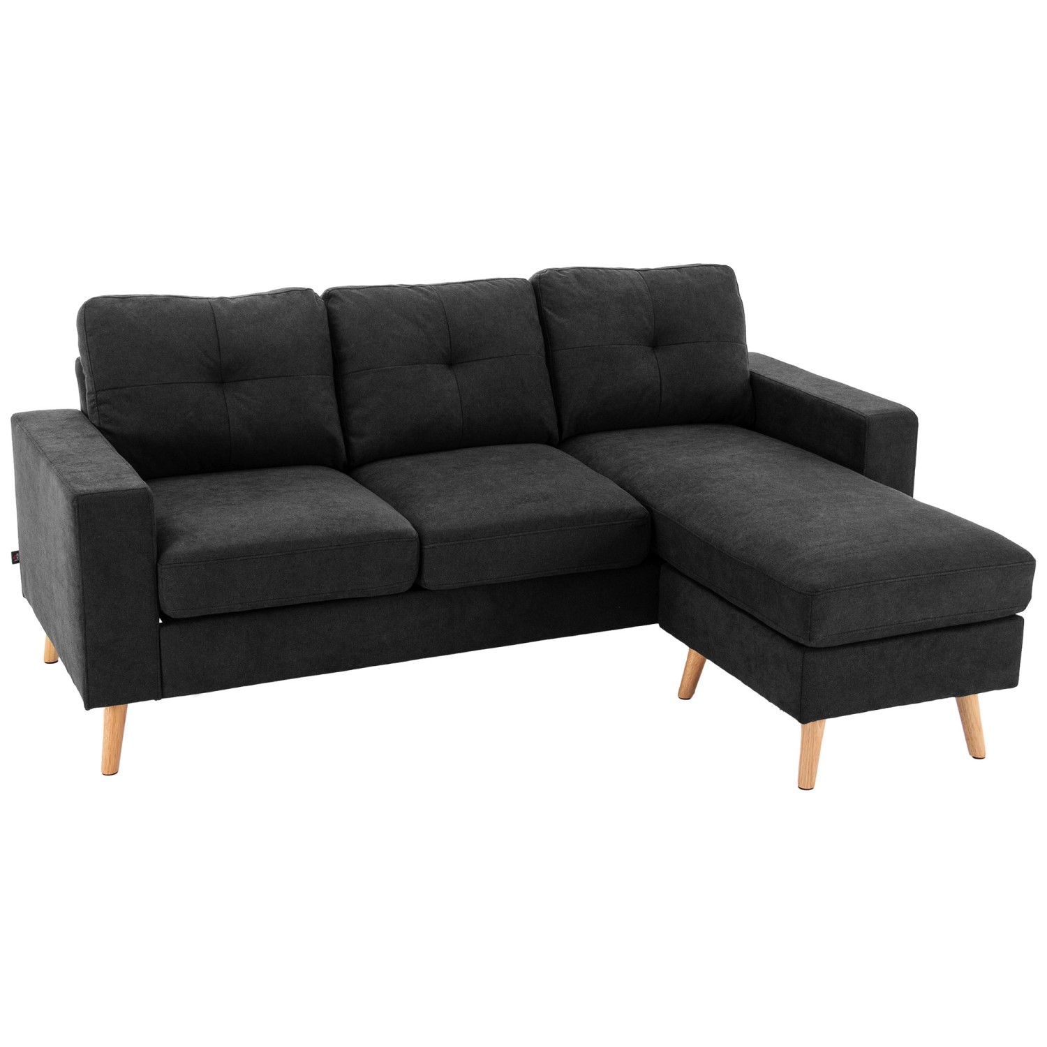 HOMCOM Ecksofa Leinen Gummiholz Schwarz 193L x 136B x 85H cm HOMCOM Ecksofa Leinen Gummiholz Schwarz 193L x 136B x 85H cm von HOMCOM