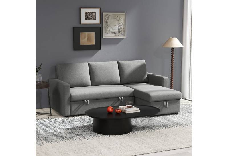 HOMCOM Ecksofa Leinen-Touch, mit Schlaffunktion, mit Chaiselongue, L-Form, Eckcouch 1 Teile, für Wohnzimmer, Hellgrau HOMCOM Ecksofa Leinen-Touch, mit Schlaffunktion, mit Chaiselongue, L-Form, Eckcouch 1 Teile, für Wohnzimmer, Hellgrau von HOMCOM