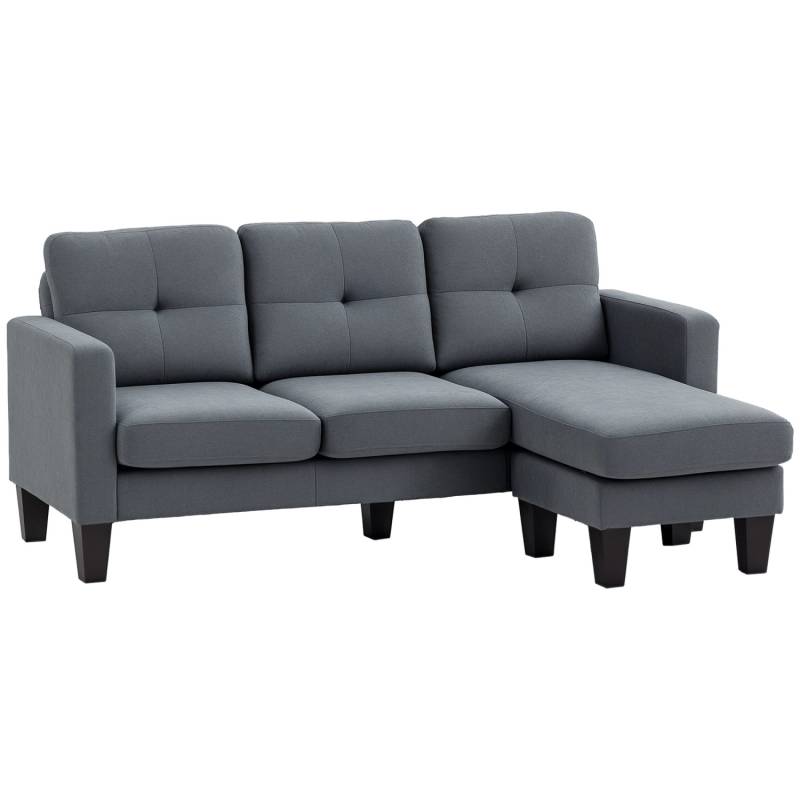 HOMCOM Ecksofa Polyester Schaumstoff 186L x 130B x 84H cm Dunkelgrau von HOMCOM