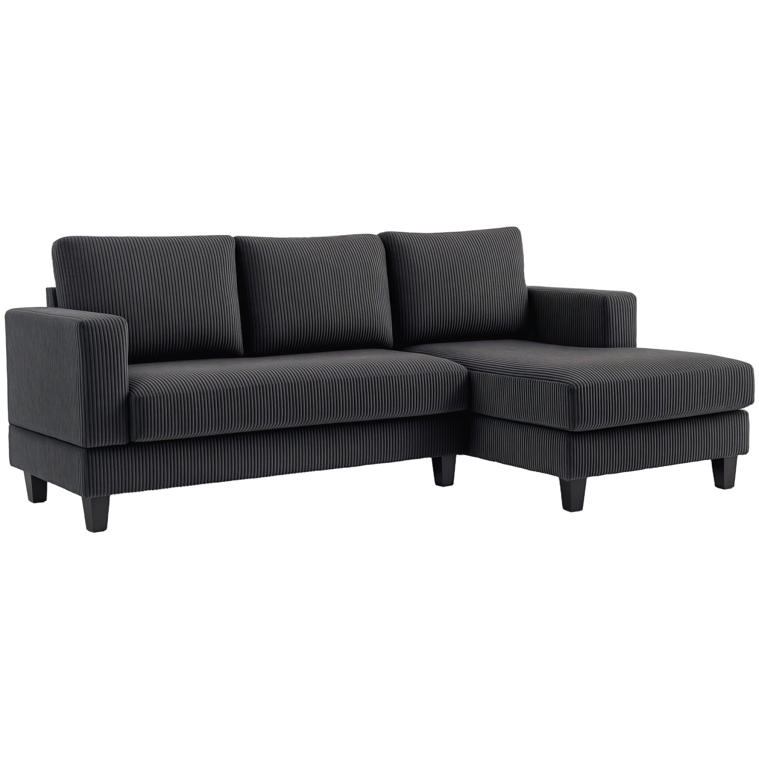 HOMCOM Ecksofa Polyester Schaumstoff 214L x 134B x 87H cm Dunkelgrau von HOMCOM