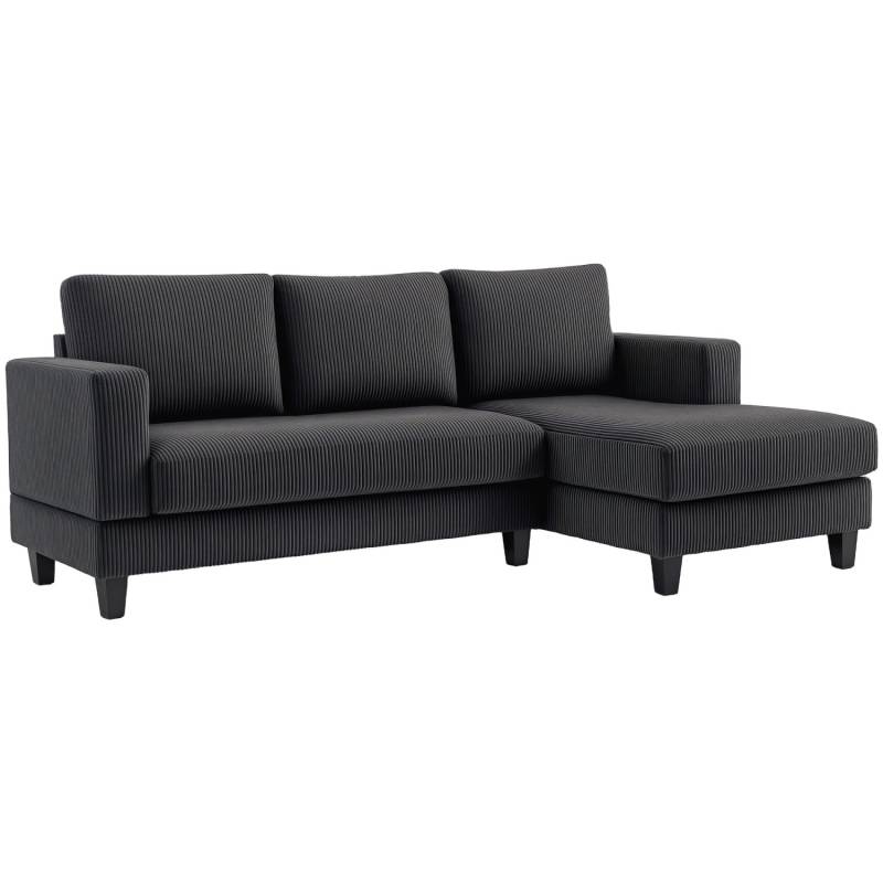 HOMCOM Ecksofa Polyester Schaumstoff 214L x 134B x 87H cm Dunkelgrau von HOMCOM