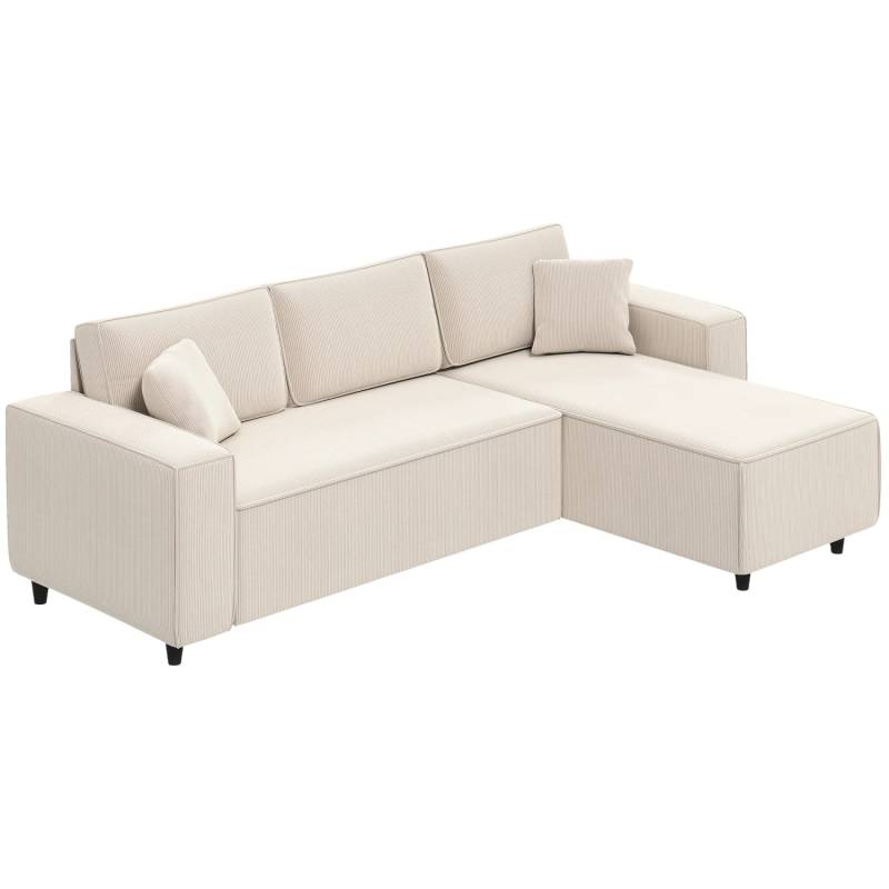 HOMCOM Ecksofa Polyester Schaumstoff 241L x 153B x 83H cm Cremeweiß von HOMCOM