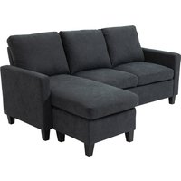 HOMCOM Ecksofa  Stoffsofa Eckcouch, Couchgarnitur mit wendbarer Chaiselongue, L-Form, Dunkelgrau, 197x139x91cm  Aosom.de von HOMCOM