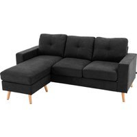 HOMCOM Ecksofa in L-Form  Schwarze Eckcouch mit Chaiselongue, Leinenoptik, für Wohnzimmer, 3 Personen  Aosom von HOMCOM