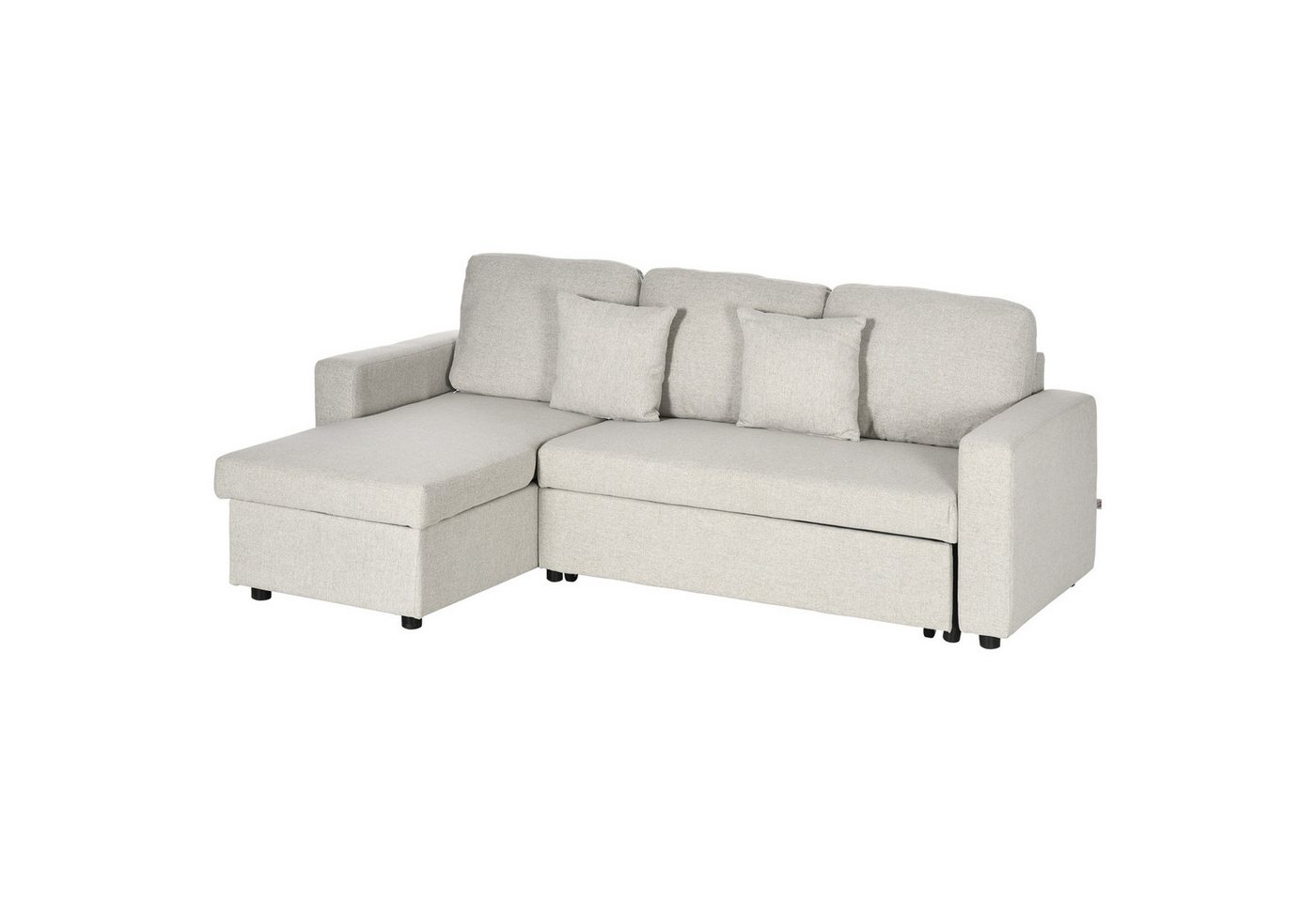 HOMCOM Ecksofa mit Bettfunktion, Stauraum, 2 Kissen, L-Form, Eckcouch aus Leinenstoff 1 Teile, für Wohnzimmer, 225 x 140 x 88 cm, Cremeweiß HOMCOM Ecksofa mit Bettfunktion, Stauraum, 2 Kissen, L-Form, Eckcouch aus Leinenstoff 1 Teile, für Wohnzimmer, 225 x 140 x 88 cm, Cremeweiß von HOMCOM