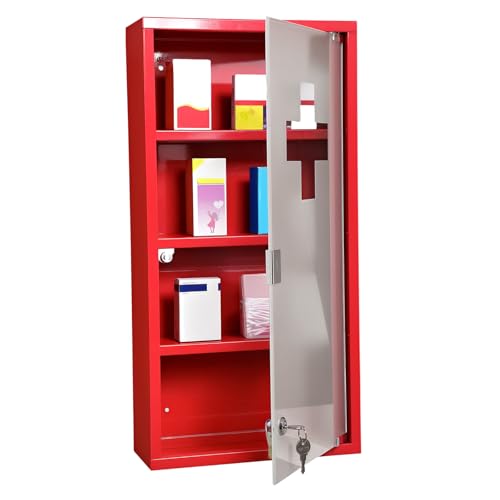 HOMCOM Edelstahl Medizinschrank Arzneischrank Erste Hilfe Schrank mit Schloss (Modell 3) von HOMCOM