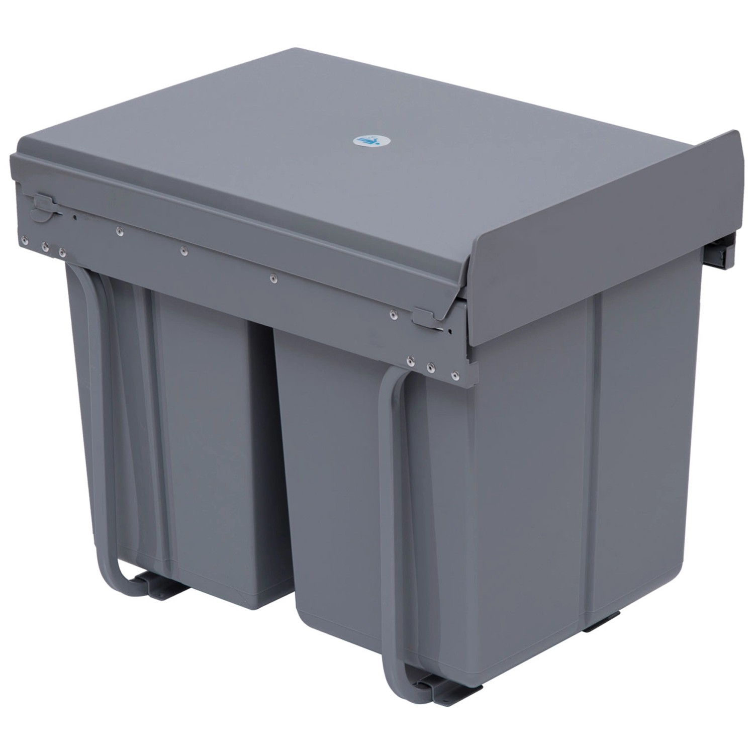 HOMCOM Einbaumülleimer Kunststoff Metall Grau 48L x 34,2B x 41,8H cm von HOMCOM