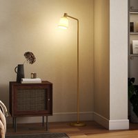 HOMCOM Einstellbare LED-Stehlampe, moderne Stehlampe mit 350° drehbarem Schirm, 3 Farbtemperaturen 3000K/4000K/6500K und E27-Glühbirne, für Schlafzimmer, Büro, Weiß und Gold   Aosom von HOMCOM