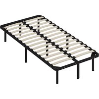 HOMCOM Einzelbettgestell 90x190 cm mit 28 Latten, Einzel-Lattenrost aus Holz mit Stahlrahmen und Stauraum darunter, für Schlafzimmer, einfache Montage, Höhe 31 cm, Schwarz   Aosom von HOMCOM