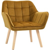 HOMCOM Einzelsessel Armlehnsessel Relaxsessel mit Holzbeine, Samtoptik, Gelb von HOMCOM