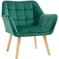 HOMCOM Einzelsessel Armlehnsessel Relaxsessel mit Holzbeine, Samtoptik, Grün von HOMCOM