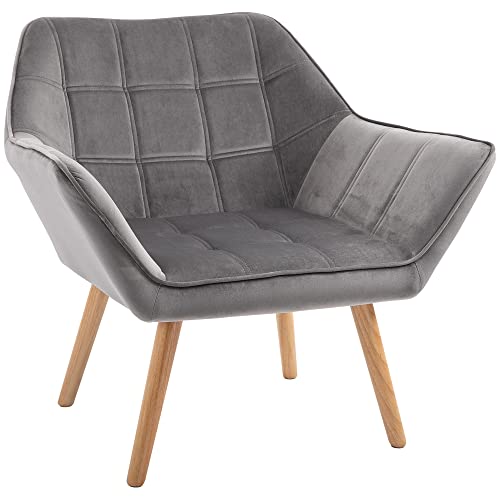 HOMCOM Sessel Wohnzimmer Ohrensessel Loungesessel Relaxsessel mit Gummiholzbeine, Lesesessel mit Samtoptik, Polstersessel für Schlafzimmer, skandinavisch, Grau HOMCOM Sessel Wohnzimmer Ohrensessel Loungesessel Relaxsessel mit Gummiholzbeine, Lesesessel mit Samtoptik, Polstersessel für Schlafzimmer, skandinavisch, Grau von HOMCOM