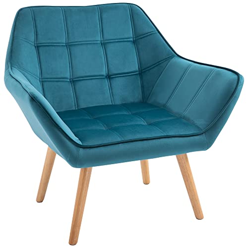 HOMCOM Sessel Wohnzimmer Ohrensessel Loungesessel Relaxsessel mit Gummiholzbeine, Lesesessel mit Samtoptik, Polstersessel für Schlafzimmer, skandinavisch, Hellblau HOMCOM Sessel Wohnzimmer Ohrensessel Loungesessel Relaxsessel mit Gummiholzbeine, Lesesessel mit Samtoptik, Polstersessel für Schlafzimmer, skandinavisch, Hellblau von HOMCOM