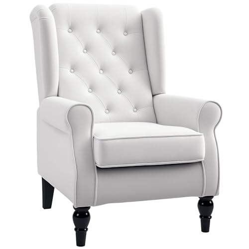 HOMCOM Einzelsessel Relaxsessel Ohrensessel Einzelstuhl Akzentsessel mit Tufting Holzfüße Polyester Cremeweiß 74 x 86 x 102 cm HOMCOM Einzelsessel Relaxsessel Ohrensessel Einzelstuhl Akzentsessel mit Tufting Holzfüße Polyester Cremeweiß 74 x 86 x 102 cm von HOMCOM