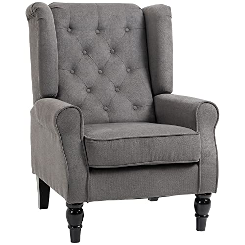 HOMCOM Ohrensessel Sessel mit Tufting, hoher Rückenlehne, Gepolstert Loungesessel mit abgerundeten Armlehnen, Holzbeine, für Schlafzimmer, Wohnzimmer, bis 160 kg, Dunkelgrau HOMCOM Ohrensessel Sessel mit Tufting, hoher Rückenlehne, Gepolstert Loungesessel mit abgerundeten Armlehnen, Holzbeine, für Schlafzimmer, Wohnzimmer, bis 160 kg, Dunkelgrau von HOMCOM