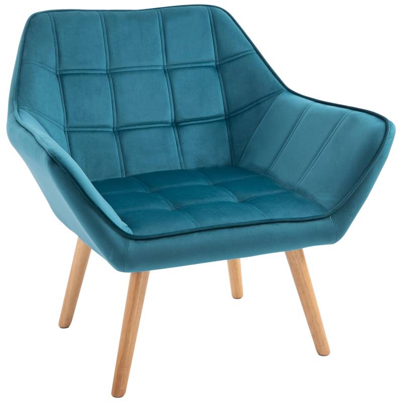 HOMCOM Einzelsessel mit Samt Erhöhte Beine Hellblau 67 x 61,5 x 71 cm von HOMCOM