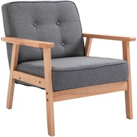Einzelsofa Loungesessel Polsterstuhl mit Armlehnen Holzrahmen Leinen Grau 64,5 x 70 x 74 cm - Homcom Einzelsofa Loungesessel Polsterstuhl mit Armlehnen Holzrahmen Leinen Grau 64,5 x 70 x 74 cm - Homcom von HOMCOM