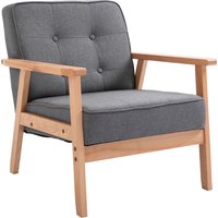 HOMCOM Einzelsofa  Loungesessel, Polsterstuhl mit Armlehnen, Holzrahmen, Leinen, Grau, 64,5x70x74cm  Aosom.de von HOMCOM