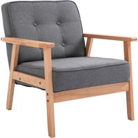 HOMCOM Polsterstuhl mit Armlehnen & Rückenlehne, Esszimmerstuhl aus Leinen & Buchenholz, pflegeleicht & stabil, 64,5x70x74cm, Grau   Aosom.de von HOMCOM