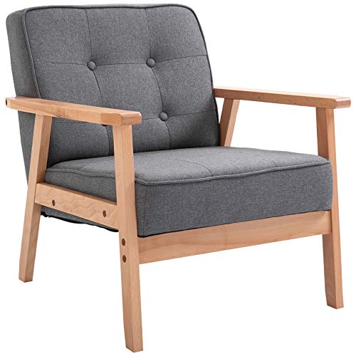 HOMCOM Einzelsofa Loungesessel Polsterstuhl mit Armlehnen Holzrahmen Leinen Grau 64,5 x 70 x 74 cm HOMCOM Einzelsofa Loungesessel Polsterstuhl mit Armlehnen Holzrahmen Leinen Grau 64,5 x 70 x 74 cm von HOMCOM