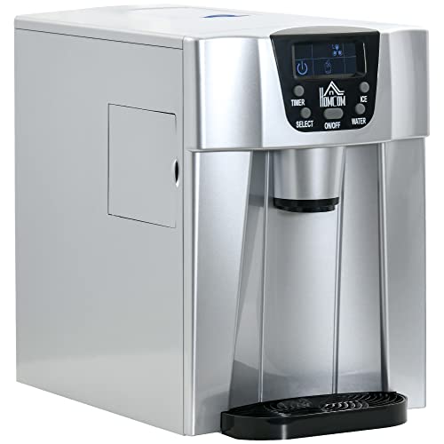 HOMCOM Eiswürfelmaschine, Eiswürfelbereiter 9 Eiswürfel in 6-10 Min., 12kg/24h, Ice Maker mit 2L Wassertank, LCD-Display, Selbstreinigungsfunktion, für Party, Küche, Büro, Bar, Silber von HOMCOM