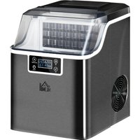 HOMCOM Eiswürfelmaschine, Ice Maker Edelstahl 24 Eiswürfel in 14-18 Min., 20kg/24h, 3,2L Wassertank, Selbstreinigend Eiswürfelbereiter mit 2 Arten der Wasserbefüllung, für Küche, Büro, Party, Schwarz   Aosom von HOMCOM