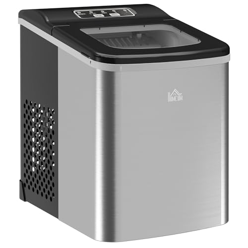 HOMCOM Eiswürfelmaschine Edelstahl, 12 kg 24 Std., 9 Eiswürfel in 8 Minuten, Selbstreinigender Eiswürfelbereiter mit Eisschaufel, Korb Ice Maker für Haus, Küche, Camping, RV HOMCOM Eiswürfelmaschine Edelstahl, 12 kg 24 Std., 9 Eiswürfel in 8 Minuten, Selbstreinigender Eiswürfelbereiter mit Eisschaufel, Korb Ice Maker für Haus, Küche, Camping, RV von HOMCOM