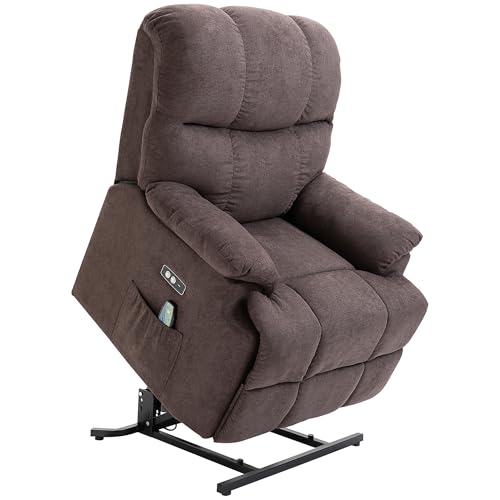 HOMCOM Elektrisch Fernsehsessel Relaxsessel mit Aufstehhilfe, Liegefunktion, USB-Anschluss, Gepolstert TV-Sessel mit Fußablage, Seitentasche, Braun von HOMCOM
