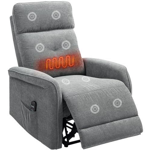 HOMCOM Relaxsessel Elektrisch Massagesessel mit Heizung, Vibrationsmassage, Fernsehsessel mit Liegefunktion, TV Sessel mit USB, Fernbedienung, Fußteil und Seitentasche, für Wohnzimmer, Dunkelgrau von HOMCOM