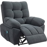 HOMCOM Elektrisch Relaxsessel Massagesessel Fernsehsessel mit Liegefunktion Vibration, Heizung, 8 Modi, Wandnahen Design, Fußteil, Seitentasche TV Sessel für Wohnzimmer, Dunkelgrau   Aosom von HOMCOM