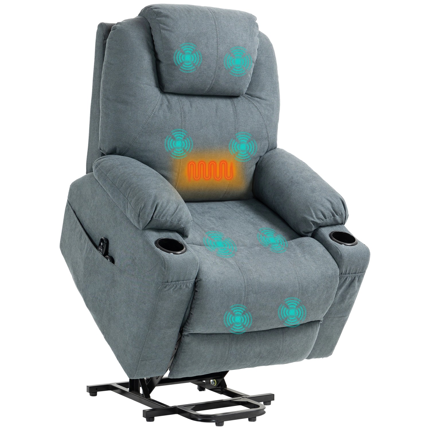 HOMCOM Elektrischer Aufstehsessel Polyester Metall Dunkelgrau von HOMCOM