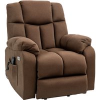 HOMCOM Elektrischer Fernsehsessel mit Aufstehhilfe Relaxsessel mit Fernbedienung mit Netzkabel 58W Braun Stahl Polyester 92 x 95 x 107 cm   Aosom von HOMCOM