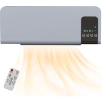 HOMCOM Elektrischer Heizlüfter Energiesparend, 1000W/2000W, Wandmontierter Badheizlüfter mit Schwenkfunktion, LED-Display, Überhitzungsschutz, Timer, Fernbedienung, Grau   Aosom von HOMCOM