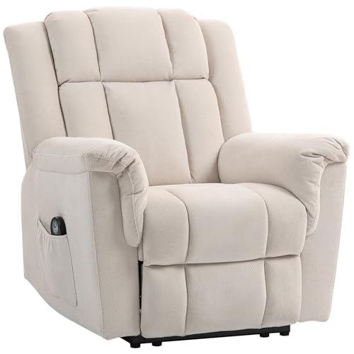 HOMCOM Elektrischer Massagesessel mit Heizung, Liegesessel mit Rückenlehne und Fußstütze manuell verstellbar, Seitentasche, Chenille-Stoff für Schlafzimmer, Wohnzimmer und Heimkino, Beige HOMCOM Elektrischer Massagesessel mit Heizung, Liegesessel mit Rückenlehne und Fußstütze manuell verstellbar, Seitentasche, Chenille-Stoff für Schlafzimmer, Wohnzimmer und Heimkino, Beige von HOMCOM