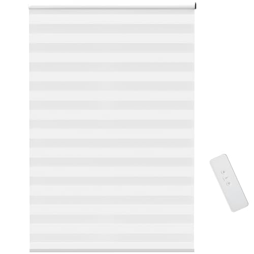 HOMCOM Elektrischer Rollo, Verdunklungsrollo, Fensterrollo mit Fernbedienung, UV-Schutz-Rollo mit USB-Schnittstelle, für Wohnzimmer, Küche, Weiß, 120 x 180cm von HOMCOM