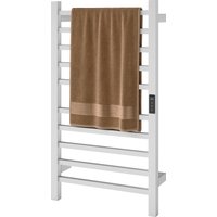 HOMCOM Elektrischer Smart Handtuchwärmer mit 10 Stangen, Timer und LCD-Display, Wandmontierter Handtuchhalter aus Edelstahl, Einstellbare Temperatur fürs Bad, 45x11x80 cm, Weiß   Aosom von HOMCOM