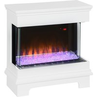 HOMCOM Elektrokamin mit 10 Farben, Moderner Kamin mit automatischer Abschaltung und 12-Stunden-Timer, aus Stahl und gehärtetem Glas, 61x28x66.5 cm, Weiß   Aosom von HOMCOM