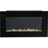 HOMCOM Elektrokamin mit LED Flammeneffekt,1000/2000W Wandkamin in 7 Farben, Elektrischer Kamin mit Fernbedienung, Wandmontage, Schwarz   Aosom von HOMCOM
