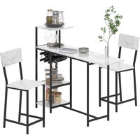 HOMCOM Ensemble table de bar mit Hockern, Stehtisch mit 2 Barhockern, klappbarer Tischplatte, Weinregal, Glashalter, offene Regale und Fußstützen, weißer Marmoreffekt Aosom HOMCOM Ensemble table de bar mit Hockern, Stehtisch mit 2 Barhockern, klappbarer Tischplatte, Weinregal, Glashalter, offene Regale und Fußstützen, weißer Marmoreffekt Aosom von HOMCOM