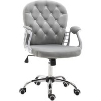 HOMCOM Ergonomischer Bürostuhl, Chefsessel, Gepolsterte Rückenlehne, Grau, 59,5 x 60,5 95-105 cm von HOMCOM