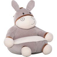 HOMCOM Esel Kinderstuhl 60L x 55B x 60H cm mit weicher Baumwollpolsterung und Veloursbezug Grau Creme   Aosom von HOMCOM