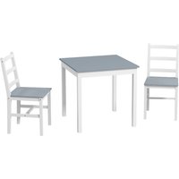 HOMCOM Essgruppe 3er-Set  Kompaktes Küchentisch-Set für 2, Grau+Weiß, Kiefernholz, Ideal für Küche & Wohnzimmer  Aosom.de von HOMCOM