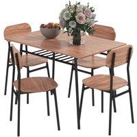 HOMCOM Essgruppe Esstisch mit 4 Stühlen, Ablagefläche, Platzsparende Esszimmergruppe im Landhausstil Sitzgruppe für Esszimmer, Küche Teak HOMCOM Essgruppe Esstisch mit 4 Stühlen, Ablagefläche, Platzsparende Esszimmergruppe im Landhausstil Sitzgruppe für Esszimmer, Küche Teak von HOMCOM