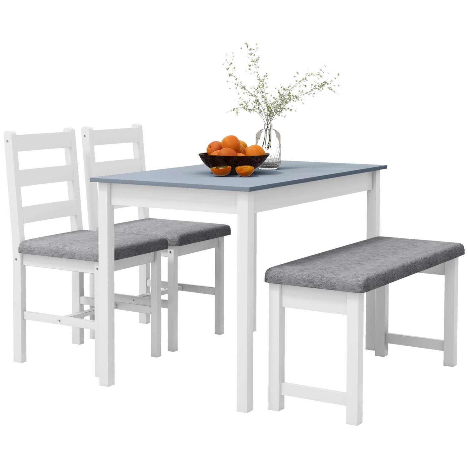 HOMCOM Essgruppe Kiefernholz Polyester Schaumstoff Grau+Weiß 108L x 65B x 75H cm HOMCOM Essgruppe Kiefernholz Polyester Schaumstoff Grau+Weiß 108L x 65B x 75H cm von HOMCOM